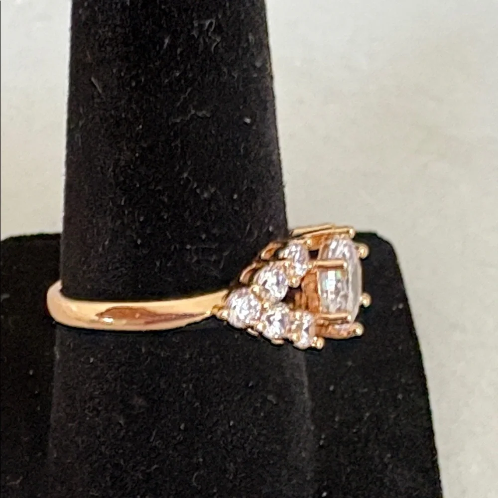NEW Engagement Ring 💍 Rose Gold Plated Cubic Zirconia Size with Box 154